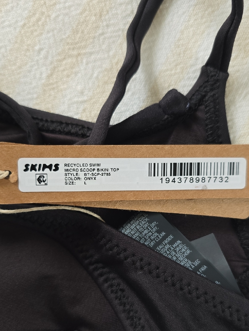 SKIMS Swim Micro Scoop Bikini Top Size:Large Onyx - Picture 4 of 5
